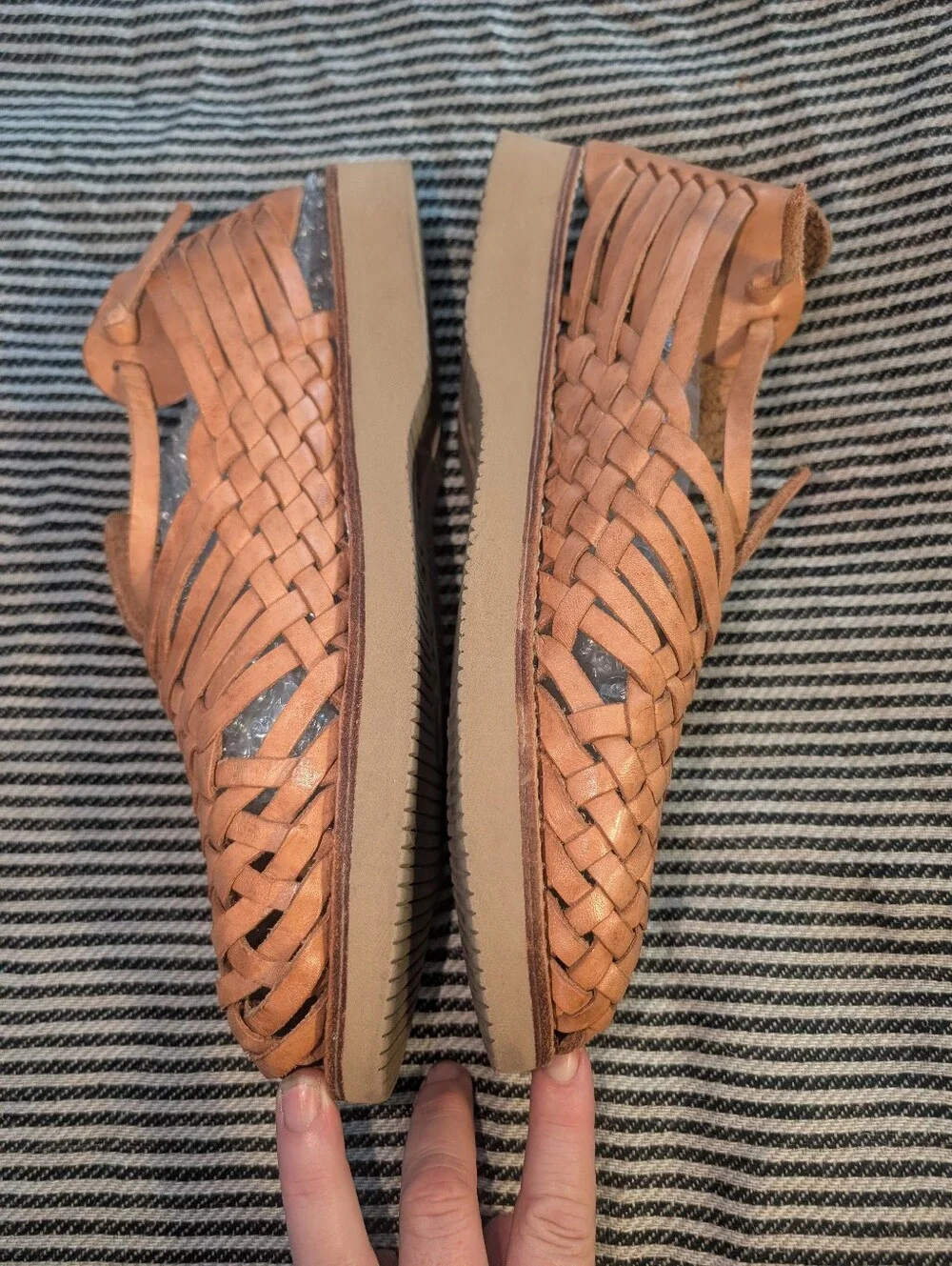 Yuketen Cruz Woven Leather Huarache Tan Shoes Mexico Men 30 US Size 11
